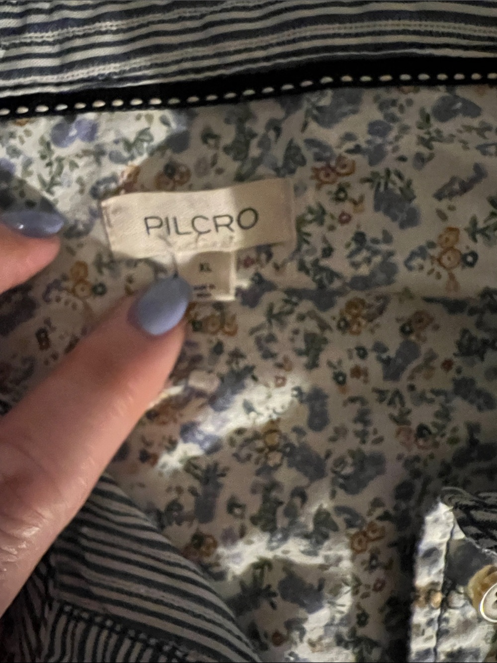 Pilcro Light Blue Mixed Print Striped Button-Down Shirt - Picture 12 of 16